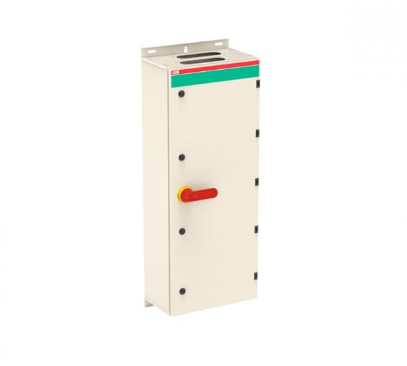 ABB OT800ELCC4AZ Sicherheitsschalter im Stahlblechgehäuse 4-polig 400 kW 400 V mit rot-gelbem Griff, IP65 Einführung oben und unten