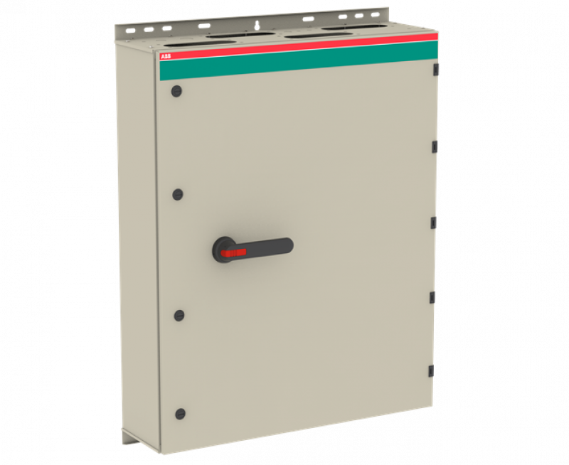 ABB OT800ELCC6TZ Sicherheitsschalter im Stahlblechgehäuse 6-pole 400 kW 400 V mit schwarzem Griff, IP65 Einführung oben und unten