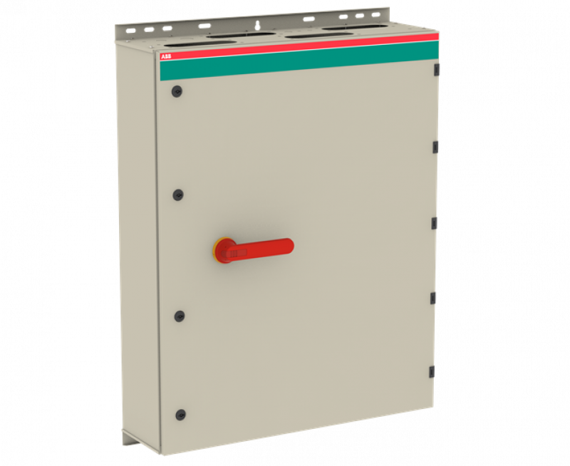 ABB OT800ELCC6AZ Sicherheitsschalter im Stahlblechgehäuse 6-polig 400 kW 400 V mit rot-gelbem Griff, IP65 Einführung oben und unten