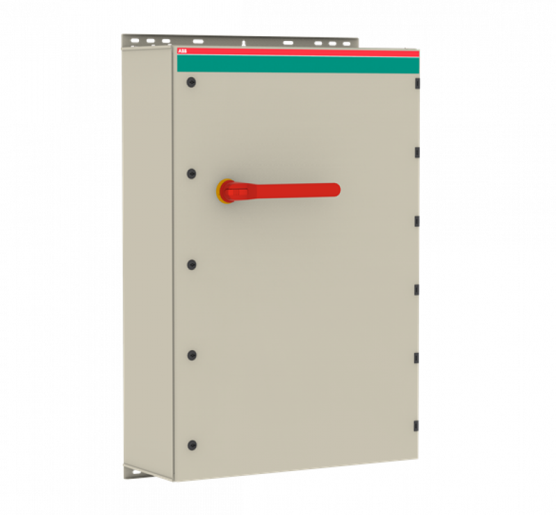 ABB OT1250EAUR3AZ Sicherheitsschalter im Stahlblechgehäuse 3-polig 710 kW 400 V mit rot-gelbem Griff, IP65 Einführung unten