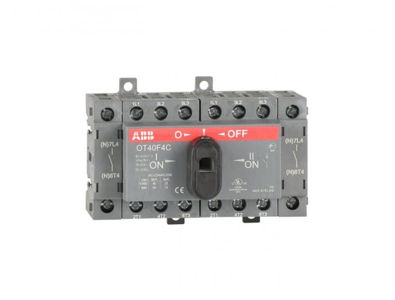 ABB OT40F4C Lastumschalter 4-polig 40 A, mit schwarzem Knebelgriff I-0-II