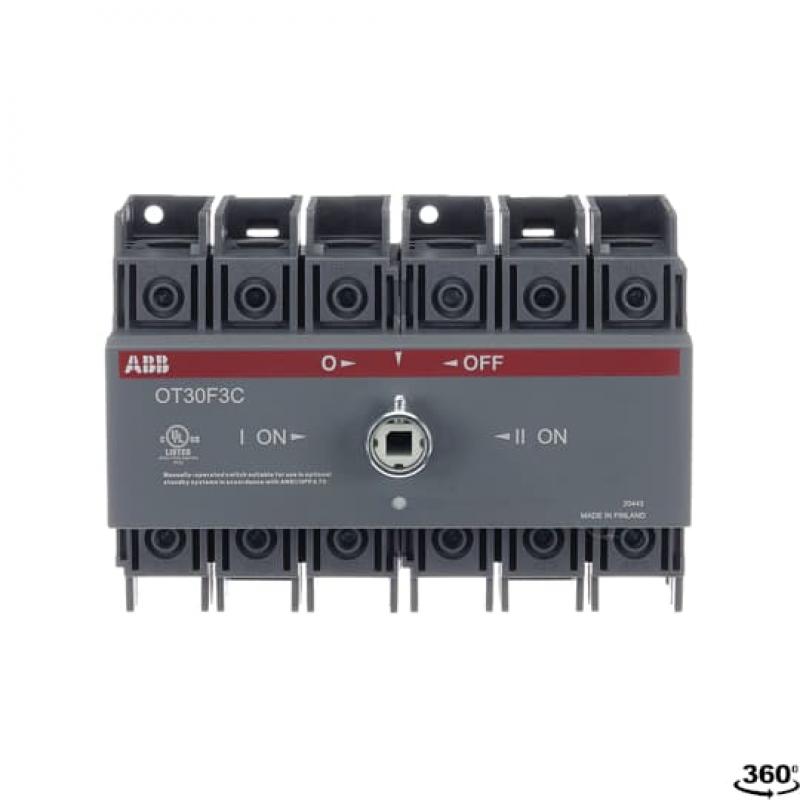 ABB OT30F3C Lastumschalter 3-polig 30 A, ohne Griff und Welle offene Umschaltung I-0-II/ UL/CSA