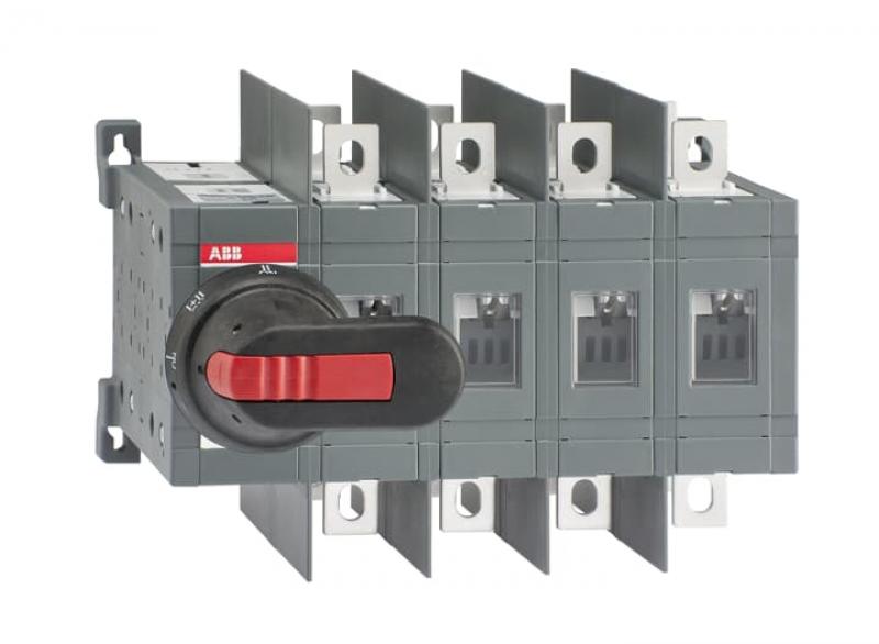 ABB OT160E04WCFP Lastumschalter 4-polig 160 A, mit Griff und Welle schnelle Umschaltung I-0-II, großer Phasenabstand