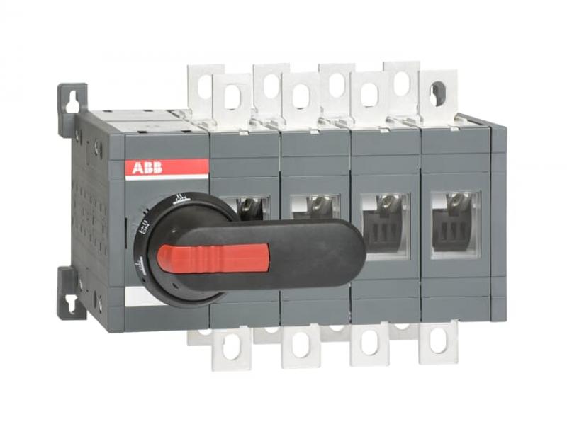 ABB OT315E04CLP Lastumschalter ohne 0 Position 4-polig 315 A, mit Griffe und Welle schnelle Umschaltung I-I+II-II