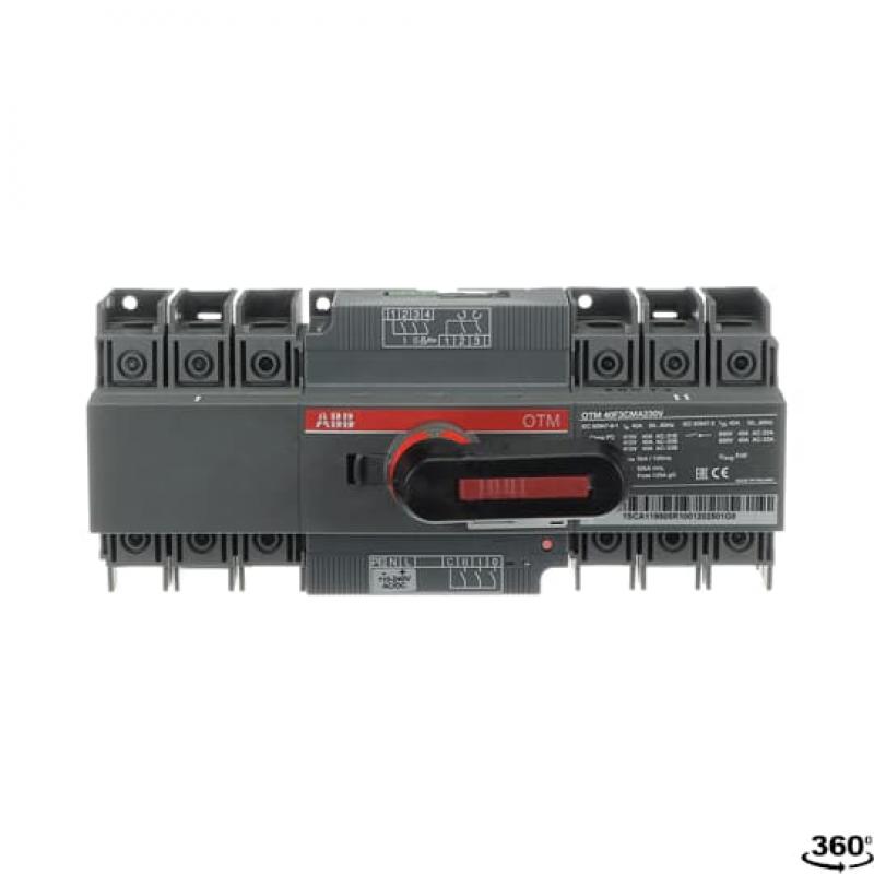 ABB OTM40F3CMA230V Lastumschalter mit Motor 3-polig 40 A, mit Griff für manuellen Betrieb Motorspannung Ue 110-240 V AC/DC/I-0-II