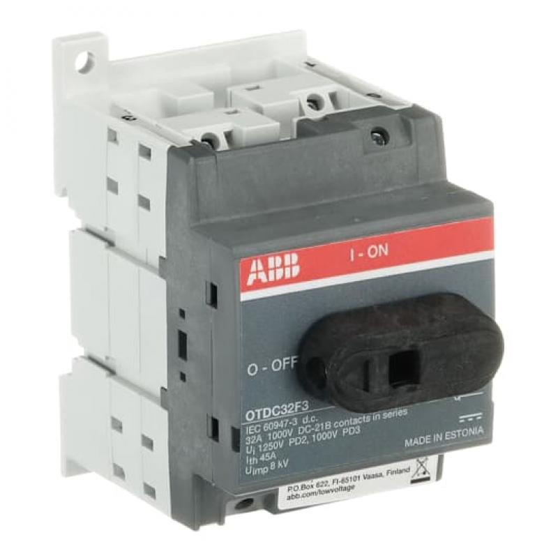 ABB OTDC32F3 DC-Lasttrennschalter 3-polig 32A mit schwarzem Knebelgriff 1000 V DC