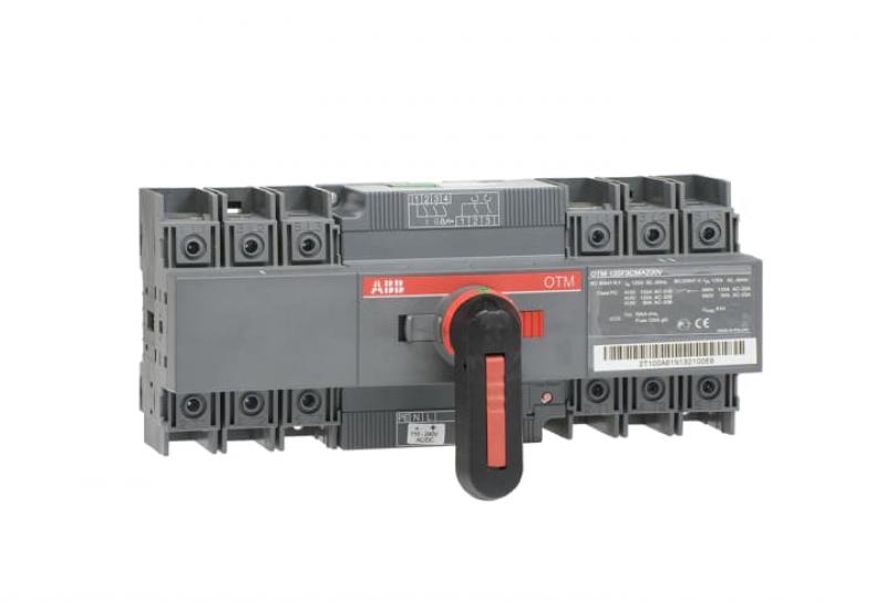 ABB OTM125F3CMA24D Lastumschalter mit Motor 3-polig 125 A, mit Griff für manuellen Betrieb Motorspannung Ue 24V DC/I-0-II