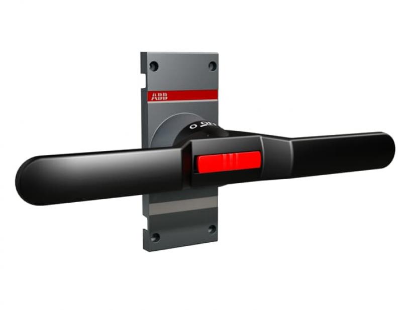 ABB OTV1000EPK Direktgriff schwarz 2x200 mm inklusiv Welle und Abdeckung Beschriftung Test-0 OFF-1 ON