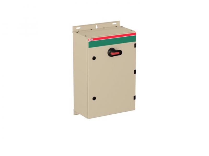 ABB OT160EVAUC3TZ Sicherheitsschalter im Stahlblechgehäuse 3-polig 80 kW 400 V mit schwarzem Griff, IP65 Einführung unten