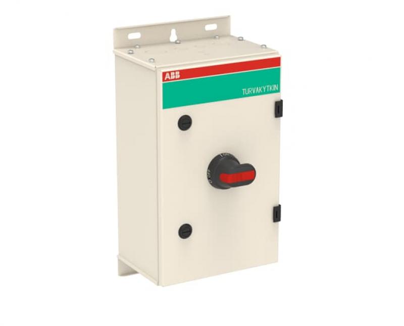 ABB OT125GLCC3TZ Sicherheitsschalter im Stahlblechgehäuse 3-polig 55 kW 400 V mit schwarzem Griff, IP65 Einführung oben und unten