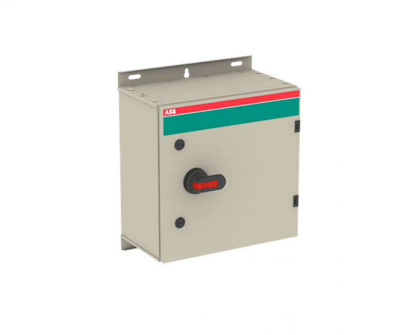 ABB OT125GLUU6BZ Sicherheitsschalter im Stahlblechgehäuse 6-polig 55 kW 400 V mit schwarzem Griff, IP65 Einführung oben und unten
