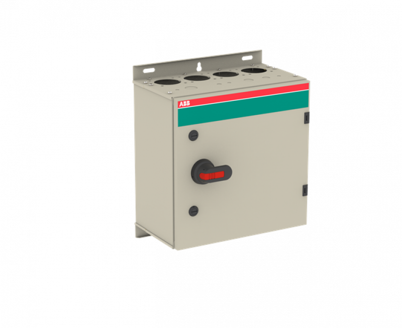 ABB OT125GTRR6TZ EMV-Sicherheitsschalter im Stahlblechgehäuse 6-polig 55 kW 400 V mit schwarzem Griff, IP65 Einführung oben und unten