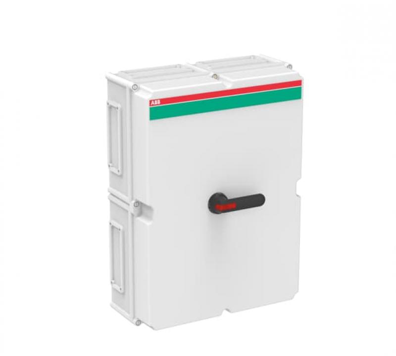 ABB OT160EVFCC6T Sicherheitsschalter im Kunststoffgehäuse 6-polig 80 kW 400 V mit schwarzem Griff, IP65 Einführung oben und unten