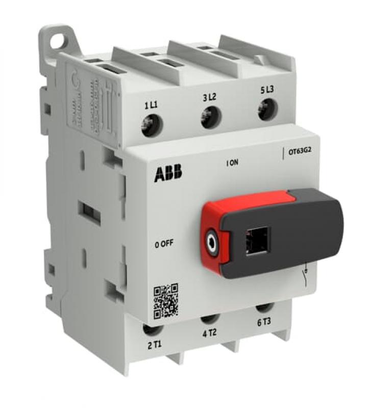 ABB OT63G2-3BS Lasttrennschalter OT Plus 63 A, Baugröße G2, 3-polig, DIN-Montage, Schraubklemmen IEC60947-3 und UL60947-4-1