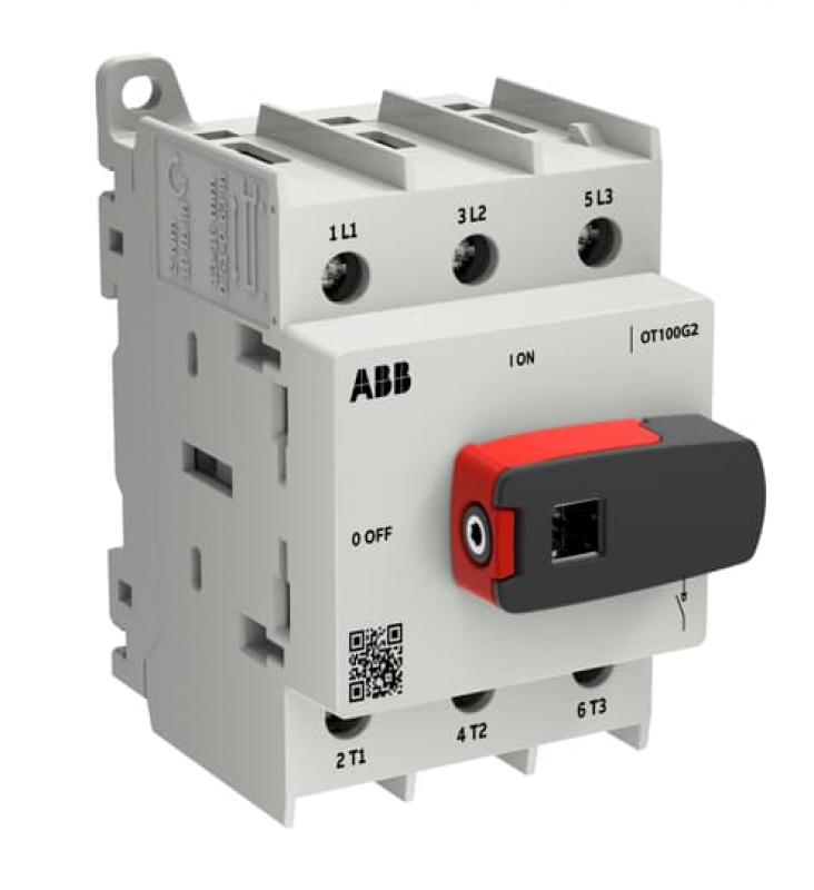 ABB OT100G2-3BS/40 Lasttrennschalter OT Plus 100 A, Baugröße G2, 3-polig, inkl.Griff, DIN-Montage, Schraubklemmen, IEC 60947-3 und UL60947-4-1, Großverpackung 40 St.