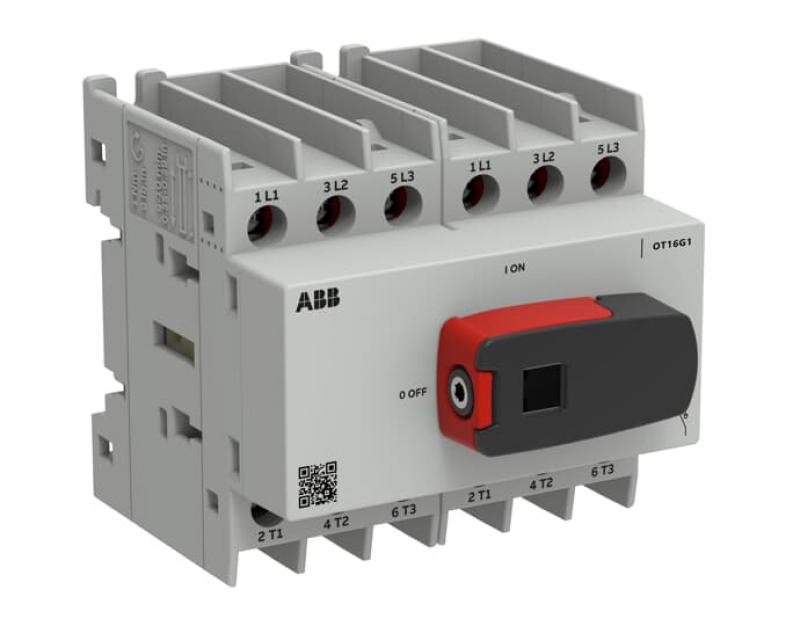 ABB OT16G1-6BS Lasttrennschalter OT Plus 16 A, Baugröße G1, 6-polig, inkl. Griff Montageplatte, Schraubklemmen IEC60947-3 und UL60947-4-1