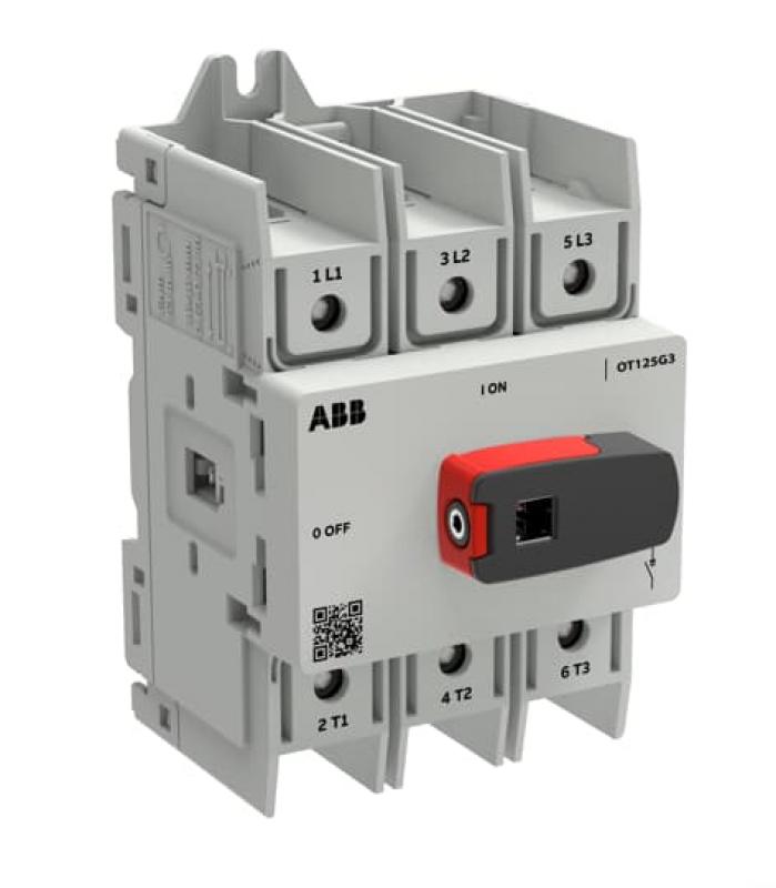 ABB OT125G3-3BS/32 Lasttrennschalter OT Plus 125 A, Baugröße G3, 3-polig, inkl.Griff, DIN-Montage, Schraubklemmen, IEC 60947-3 und UL60947-4-1, Großverpackung 32 St.
