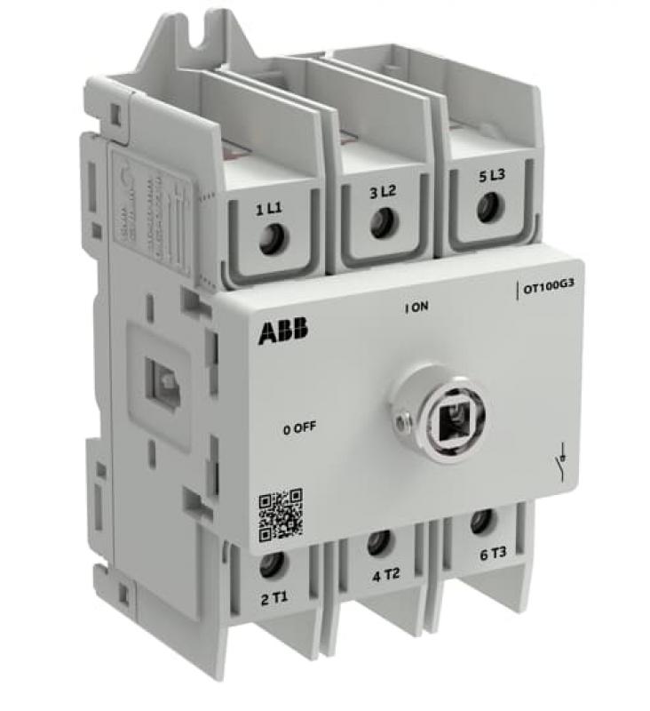 ABB OT125G3-3BSU/32 Lasttrennschalter OT Plus 125 A, Baugröße G3, 3-polig, exkl.Griff, DIN-Montage Schraubklemmen, IEC und UL, inkl. Ring für Wellenmontage, Großverpackung 32 St.
