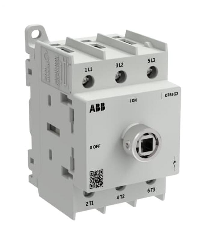 ABB OT63G2-3BSU/40 Lasttrennschalter OT Plus 63 A, Baugröße G2, 3-polig, exkl. Griff, DIN-Montage Schraubklemmen, IEC und UL, inkl. Ring für Wellenmontage, Großverpackung 40 St.