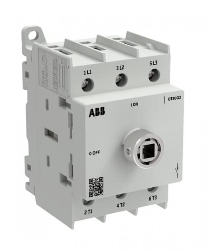 ABB OT80G2-3BSU/40 Lasttrennschalter OT Plus 80 A, Baugröße G2, 3-polig, exkl.Griff, DIN-Montage Schraubklemmen, IEC und UL, inkl. Ring für Wellenmontage, Großverpackung 40 St.
