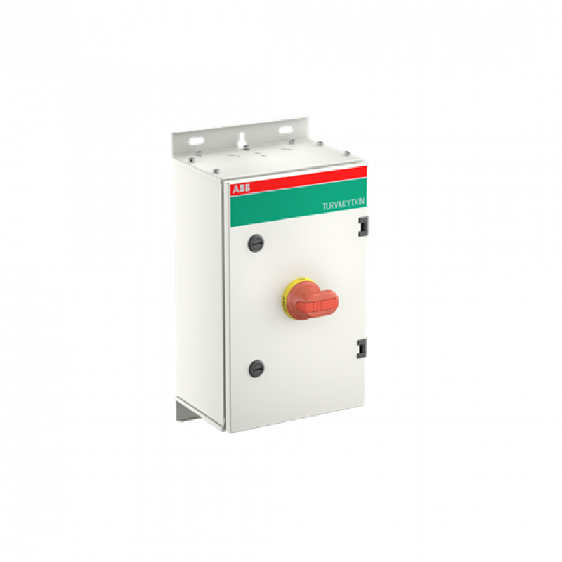 ABB OTL80GBA6M Wartungsschalter, 6-polig 415V AC23 80A, 45kW, mit rot-gelbem Griff Stahlblechgehäuse IP65 Einführung oben und unten