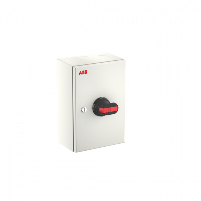 ABB OTL100GB4M Wartungsschalter, 4-polig 415V AC23 100A, 55kW, mit schwarzem Griff Stahlblechgehäuse IP65 Einführung oben und unten