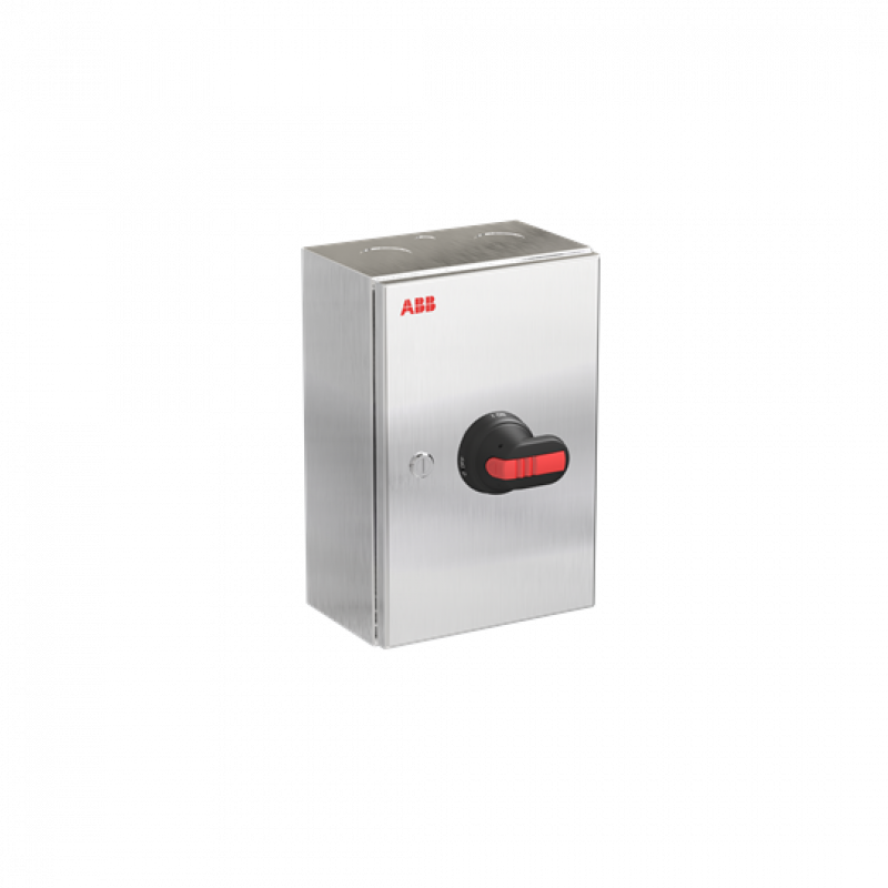 ABB OTR80GT3M Wartungsschalter, 3-polig 415V AC23 80A, 45kW, mit schwarzem Griff Edelstahlgehäuse IP65 Einführung oben und unten