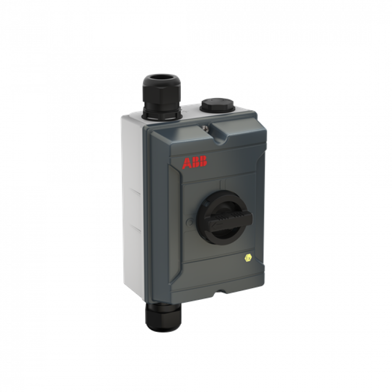 ABB OTA25GS6BX ATEX EMV Wartungsschalter, 6-polig 415V AC23A 25A, 11kW mit schwarzem Griff Aluminiumgehäuse IP65 Einführung oben und unten