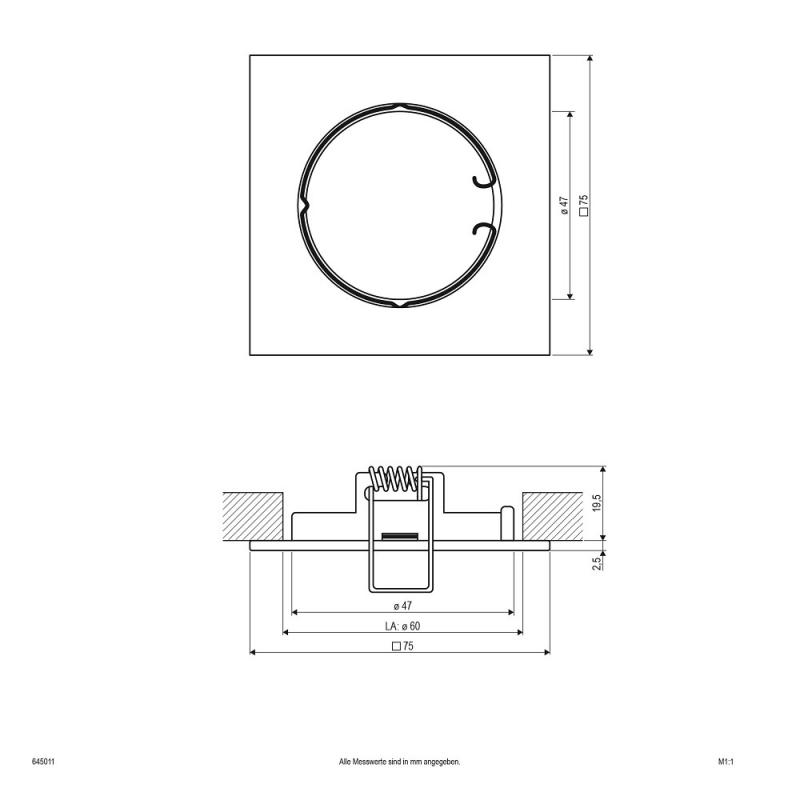 EVN Decken-Einbaustrahler für Niedervolt GU5.3 Leuchtmittel quadratisch chrom IP20 12V EinbauØ60