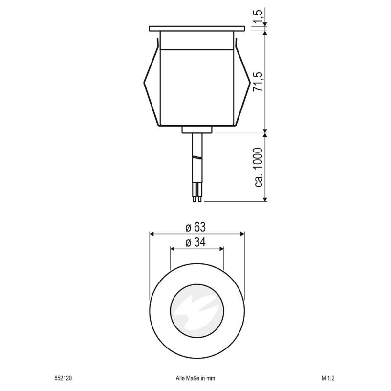 Edelstahl LED Bodeneinbau Strahler rund IP65 2W 3000K EVN