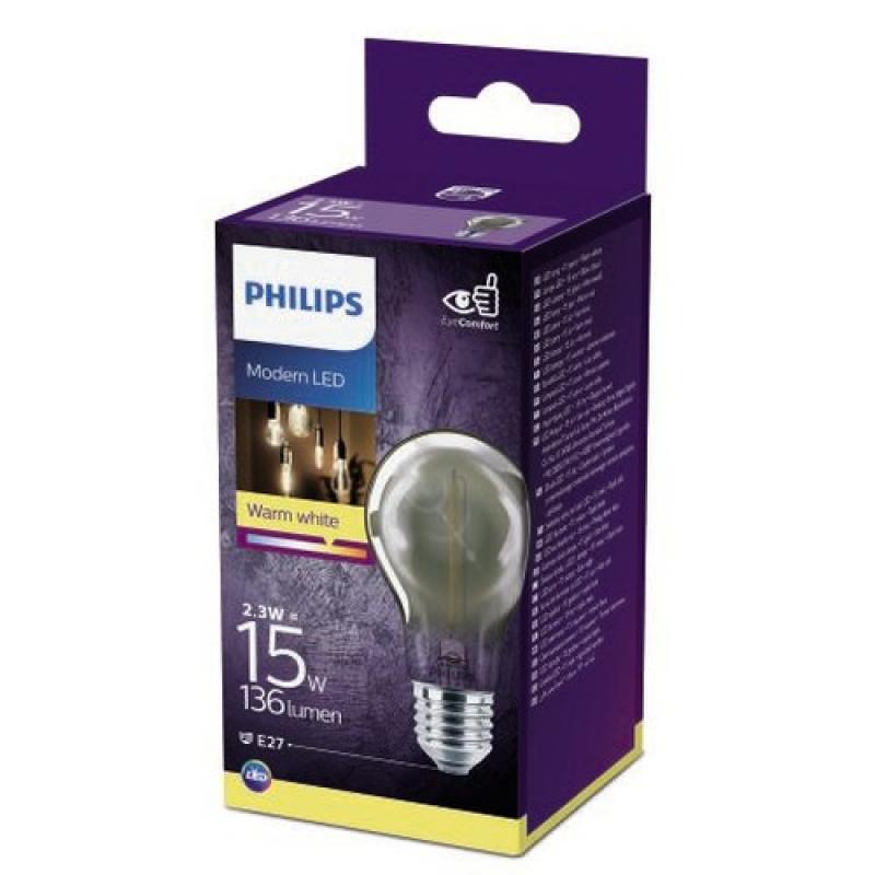 PHILIPS E27 LED Classic Smoky Lampe 2.3W wie 15W 1800K extra warmweißes behagliches Licht