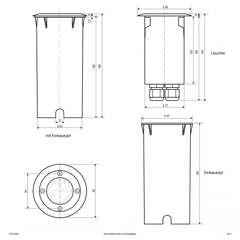 EVN Bodeneinbauleuchte mit Leuchtmittel, starr, IP66 673210402