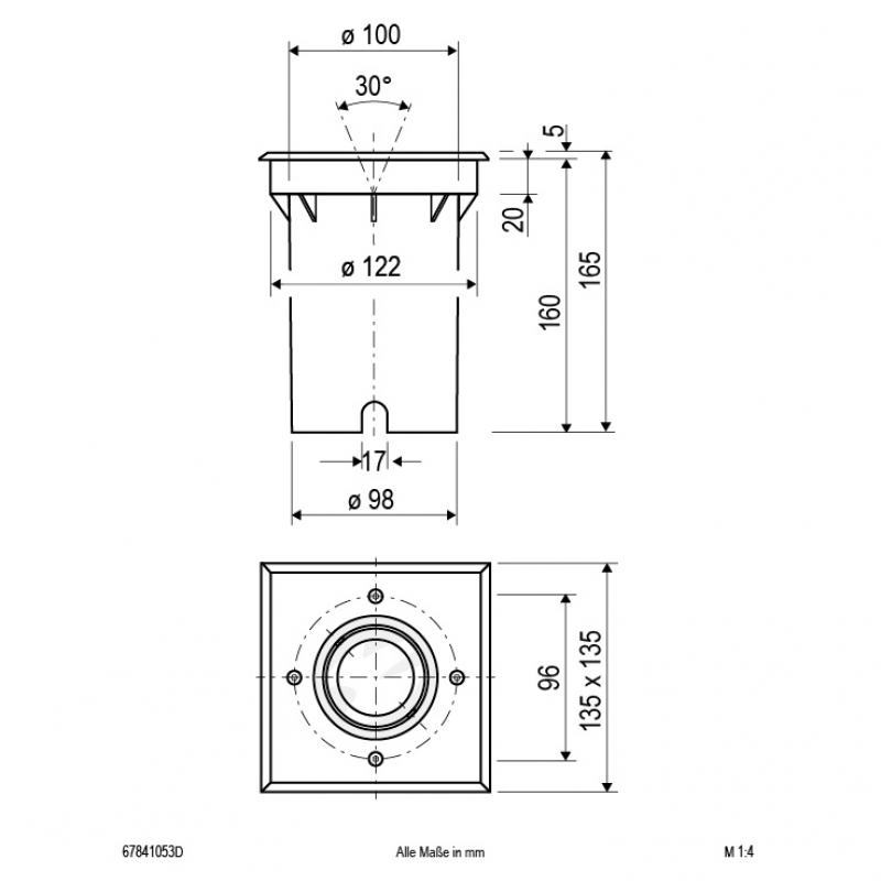 EVN LED Bodeneinbaustrahler Fassaden- und Parkplatzbeleuchtung schwenkbar quadratisch IP67 5W 3000K 450lm DIMM EinbauØ125