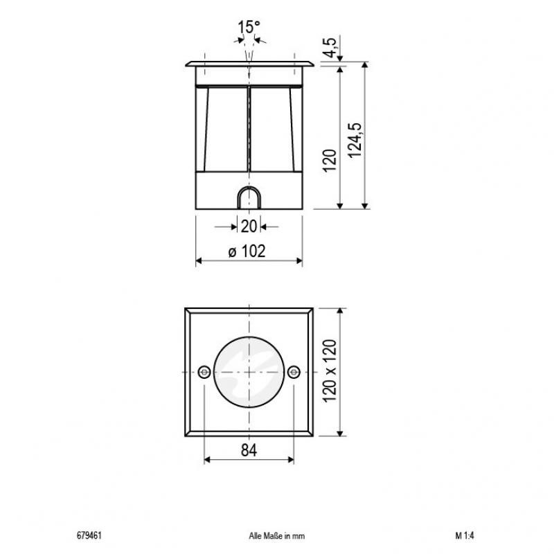 EVN Bodeneinbauleuchte quad. schwenkbar EDS IP67 GX5.3 12V