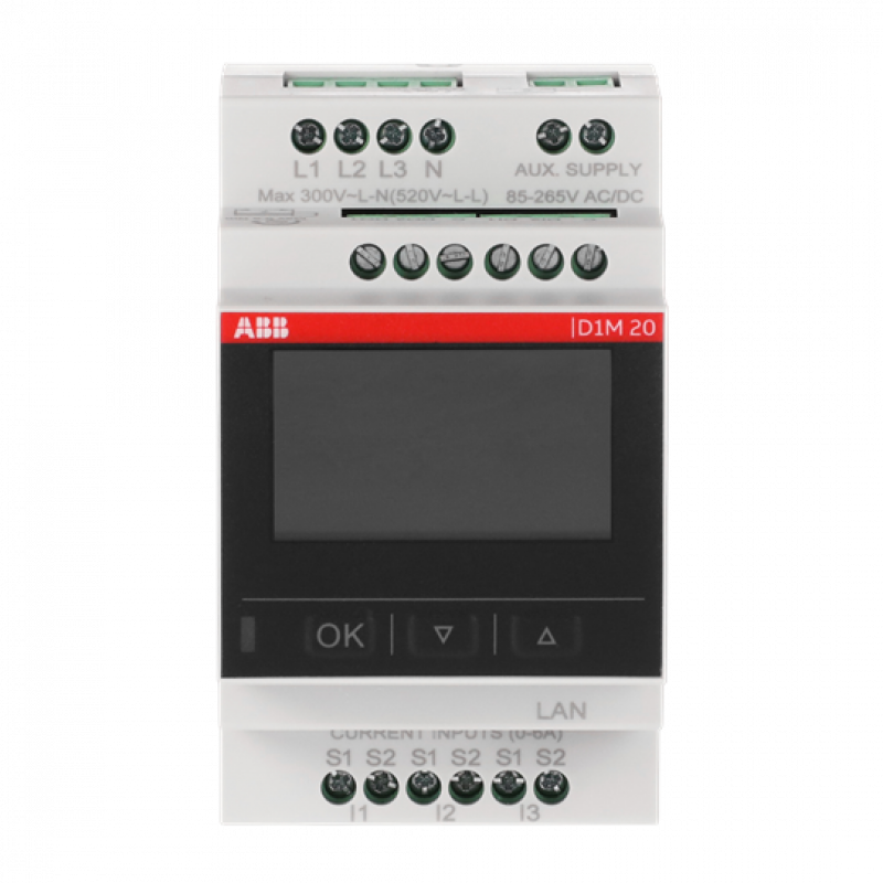 ABB D1M 20 Ethernet Multimessgerät Modbus TCP, Klasse 0,5 2 DI, 2 DO, LCD-Display