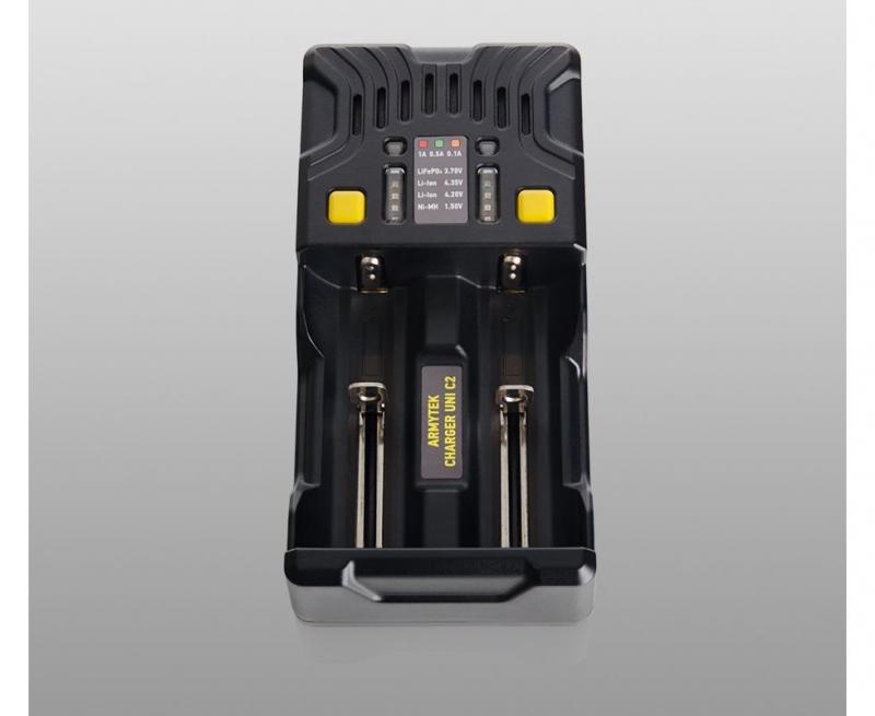 Armytek Uni C2 Steckertyp C - Universal-Ladegerät für IMR, Li-Ion 4.2V, Li-Ion 4.35V, Ni-MH, Ni-Cd und Li-FePO 4 - Akkus