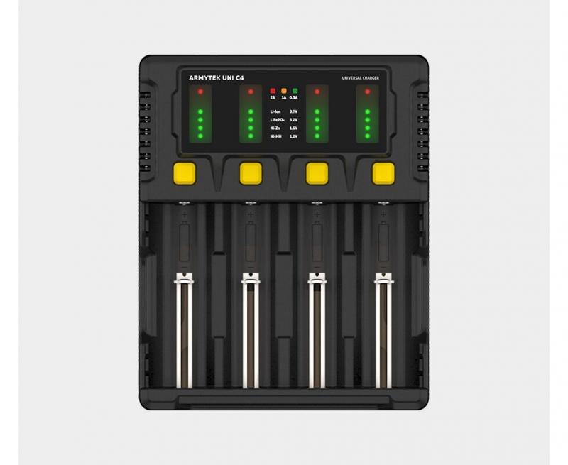 Armytek Uni C4 Plug type C - universelles Ladegerät mit intelligenter automatischer Erkennung von Batterietyp, Ladezustand und optimalem Strom