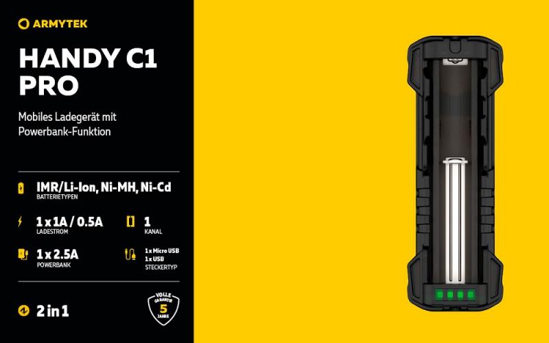 Armytek Mobiles Ladegerät Armytek Handy C1 Pro mit Powerbank-Funktion