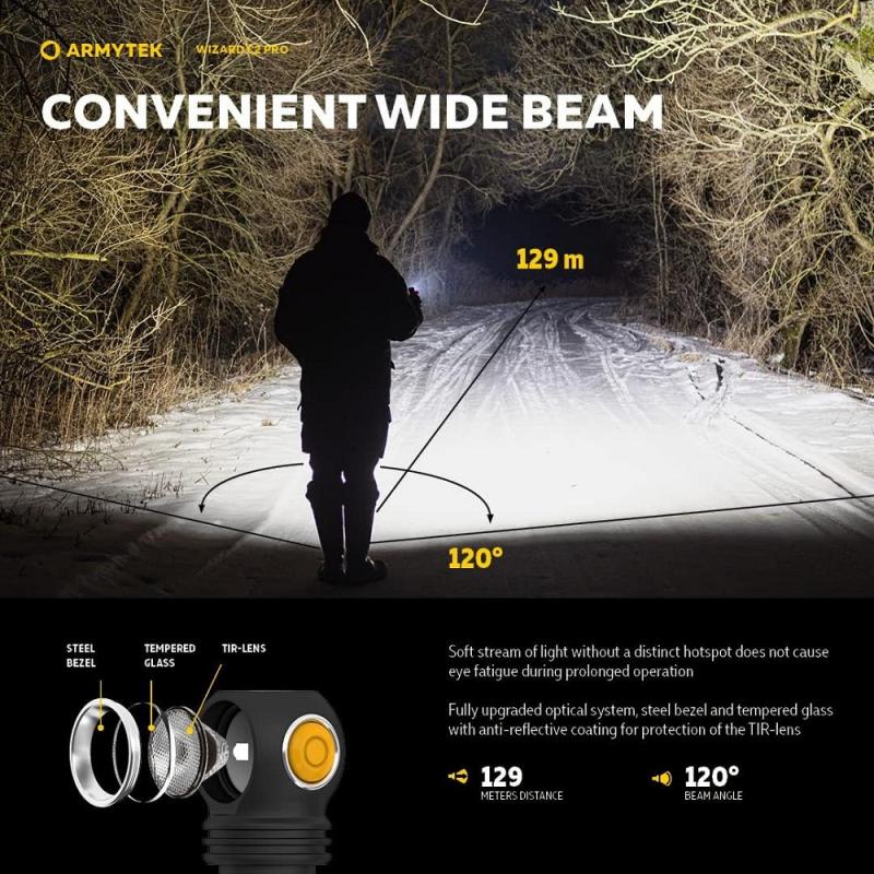 Armytek Wizard C2 Pro Magnet Taschen- und Stirnlampe mit Magnethalterung akkubetrieben warmweißes Licht