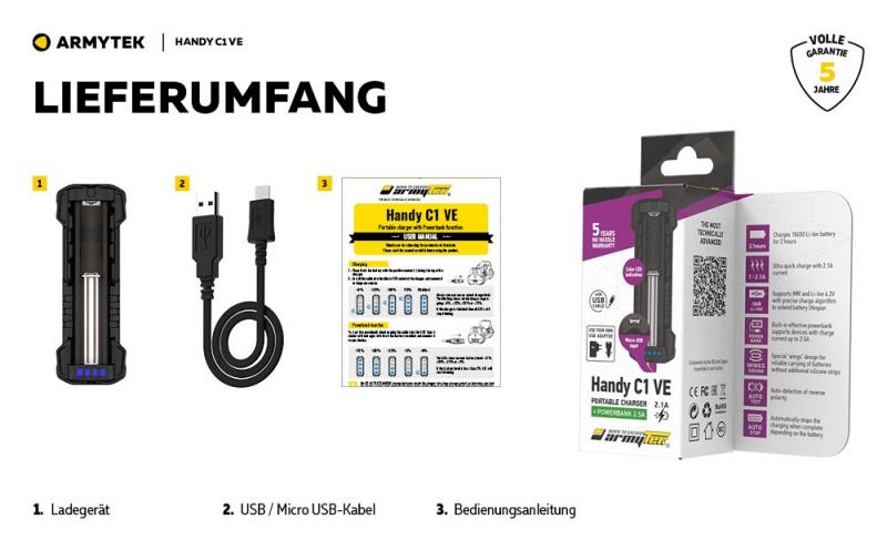 Armytek Mobiles Ladegerät Handy C! VE mit Powerbank-Funktion