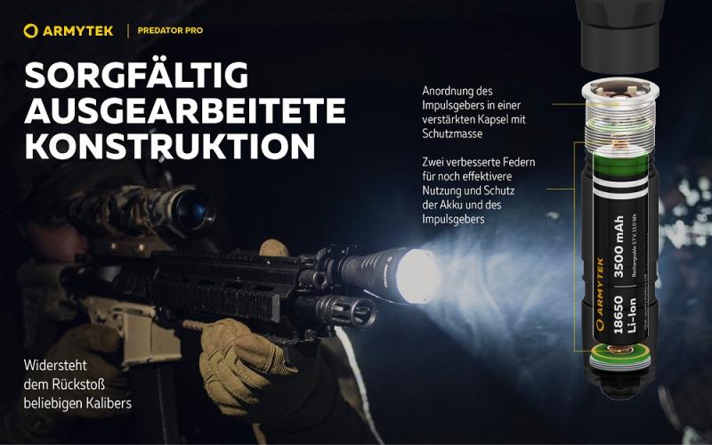 Armytek Predator Pro Pro White LED Taschenlampe akkubetrieben Magnet USB