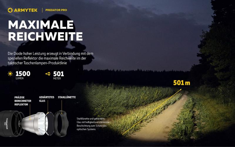 Armytek Predator Pro Pro White LED Taschenlampe akkubetrieben Magnet USB