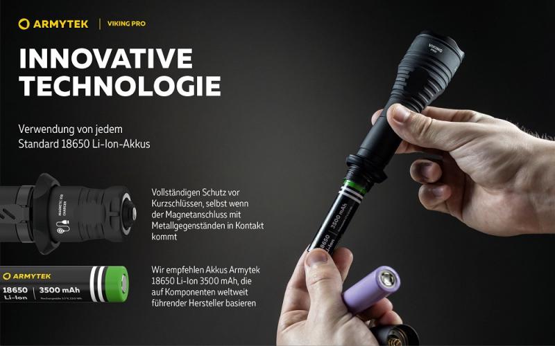 Armytek Viking Pro Magnet USB LED Taschenlampe akkubetrieben warmes Licht