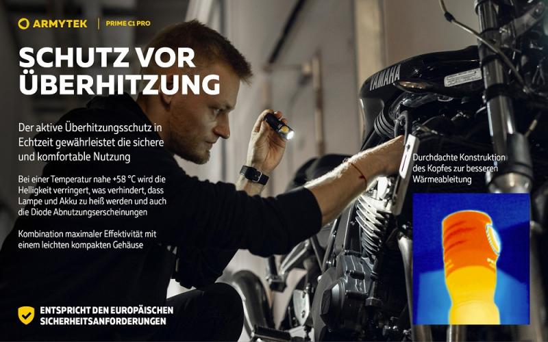 Armytek Prime C1 Pro Magnet USB Taschenlampe mit Magnethalterung akkubetrieben neutralweißes Licht