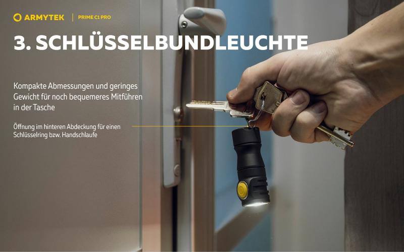 Armytek Prime C1 Pro Magnet USB Taschenlampe mit Magnethalterung akkubetrieben neutralweißes Licht