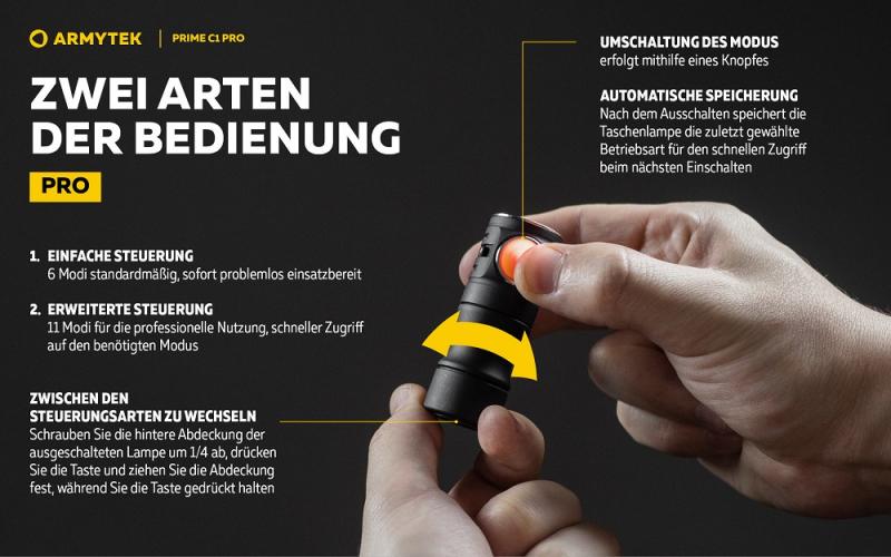 Armytek Prime C1 Pro Magnet USB Taschenlampe mit Magnethalterung akkubetrieben neutralweißes Licht