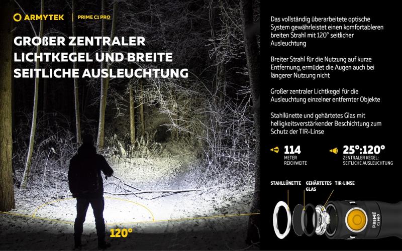 Armytek Prime C1 Pro Magnet USB Taschenlampe mit Magnethalterung akkubetrieben warmweisses Licht