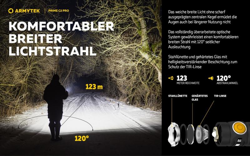 Armytek Prime C2 Pro Magnet USB Taschenlampe mit Magnethalterung akkubetrieben weißes Licht