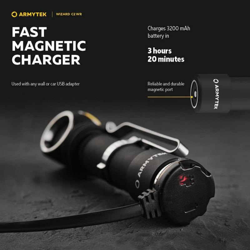 ArmyTek Wizard C2 WR Magnet White & Red LED Stirnlampe mit Magnethalterung akkubetrieben