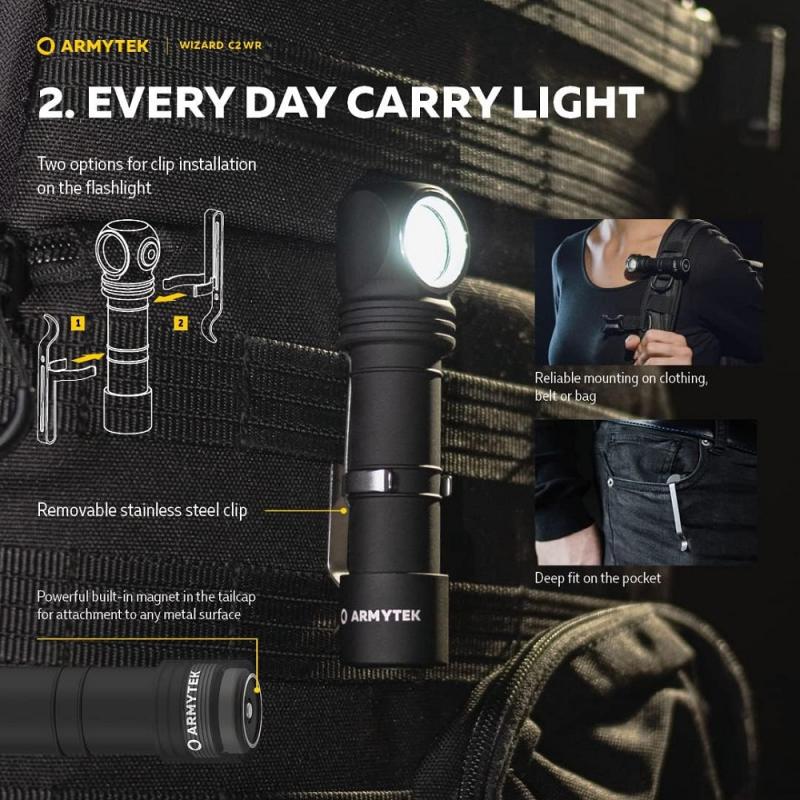 ArmyTek Wizard C2 WR Magnet White & Red LED Stirnlampe mit Magnethalterung akkubetrieben warmes und rotes Licht